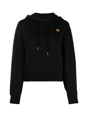 Boxy Hoodie mit Tigerwappen-Logo