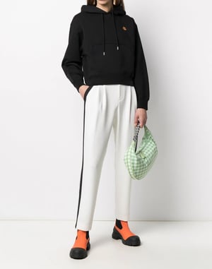 Boxy Hoodie mit Tigerwappen-Logo