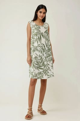 Blumiges A-Linien Fit ärmelloses Minikleid