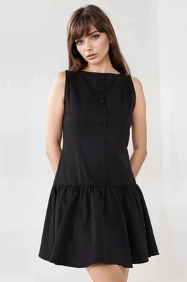 Ärmelloses A-Linien-Minikleid mit Knopfdetail