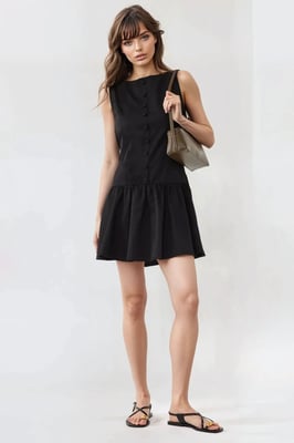 Ärmelloses A-Linien-Minikleid mit Knopfdetail