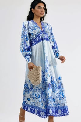 Floral Maxi-Kleid mit paneeliertem Design