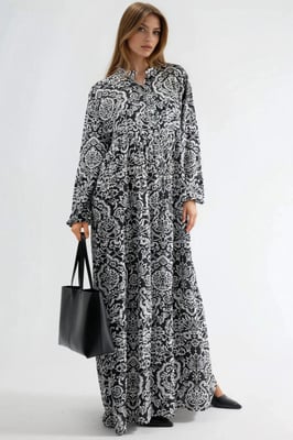 Bequemes Gemustertes Maxi-Kleid