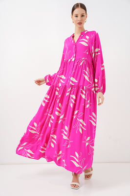 Gemustertes V-Ausschnitt Maxikleid