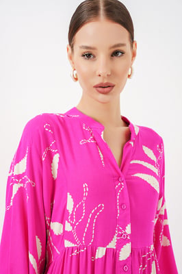 Gemustertes V-Ausschnitt Maxikleid
