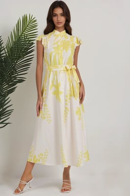 Blumenmuster Maxi-Kleid