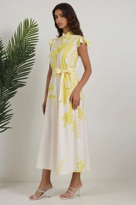 Blumenmuster Maxi-Kleid
