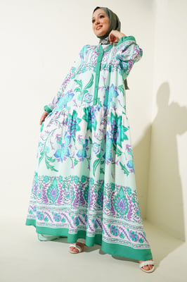 Bedrucktes V-Ausschnitt Maxikleid