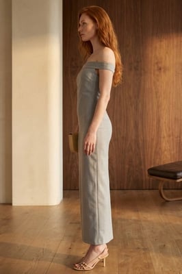 Schulterfreies Bodycon-Maxi-Kleid mit Schlitz