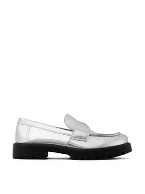Klassische Loafer mit verspiegeltem Metallic-Logo