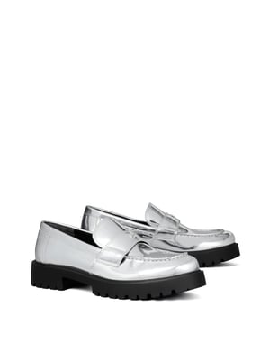 Klassische Loafer mit verspiegeltem Metallic-Logo