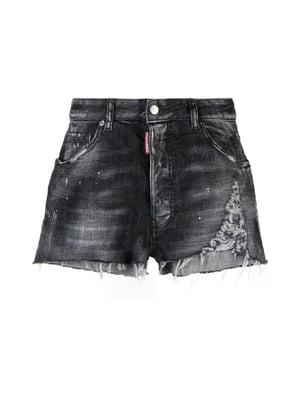 Raw-Cut Baggy Denim Shorts