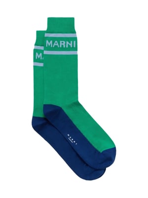 Logo-Intarsien-Farbblock-Socken