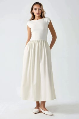 Kontrast Midi-Kleid