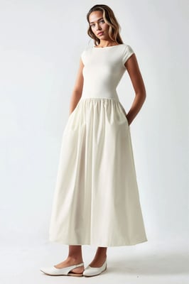 Kontrast Midi-Kleid
