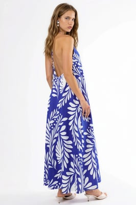 Gemustertes Neckholder-Maxikleid