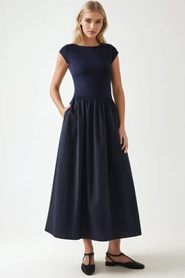 Kontrast Midi-Kleid