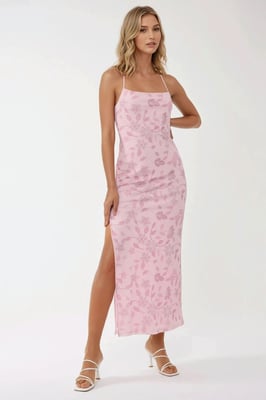 Maxikleid mit quadratischem Ausschnitt und Print