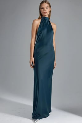 Halterneck Satin Maxikleid