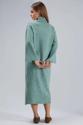 Rippstrick Rollkragen Maxikleid
