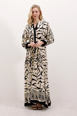 Gemustertes V-Ausschnitt Maxikleid