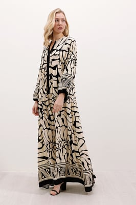 Gemustertes V-Ausschnitt Maxikleid
