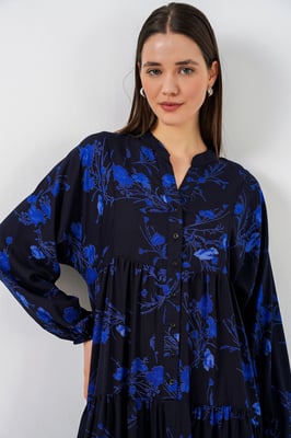 Gemustertes V-Ausschnitt Maxikleid