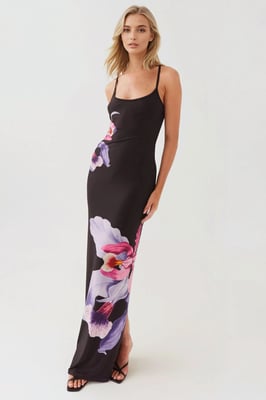 Blumen Bodycon Kleid mit quadratischem Kragen