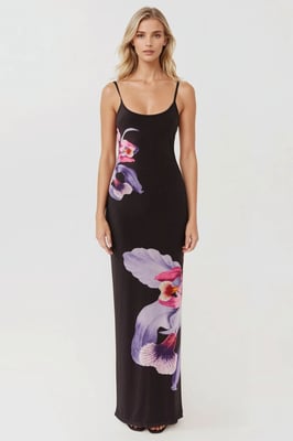 Blumen Bodycon Kleid mit quadratischem Kragen