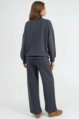 Modal Touch Rundhals-Sweatshirt & Weite Hosen Zweiteiliges Set