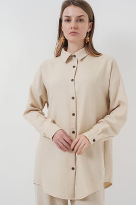Leinenmix Langarmhemd und Hose Set