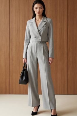 Jacke mit Knöpfen und plissierte Hose Zweiteiliges Set