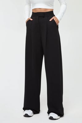 Hochtaillierte elastische Crepe Palazzo-Hose