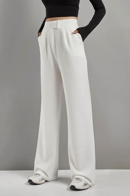 Hochtaillierte elastische Crepe Palazzo-Hose