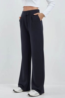 Hochtaillierte elastische Crepe Palazzo-Hose