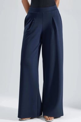 Elastische Taille Plissee Palazzo-Hose