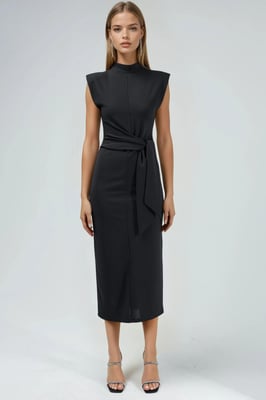 Kleid mit Stehkragen und Midi-Länge
