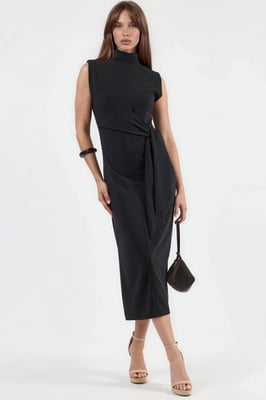 Midi-Kleid mit Bindungsdetails