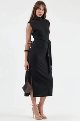 Midi-Kleid mit Bindungsdetails