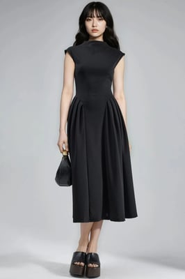 Texturiertes Panel-Midi-Kleid
