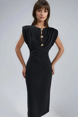 Slim Fit Midi-Kleid mit Zubehördetails