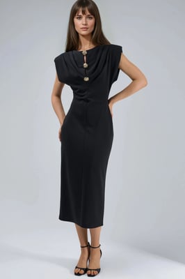 Slim Fit Midi-Kleid mit Zubehördetails