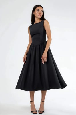 A-Form Midi Kleid mit Rundhalsausschnitt