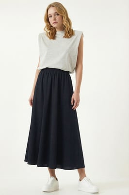 Elastischer Taillensamthose Maxi-Rock