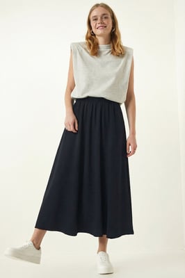Elastischer Taillensamthose Maxi-Rock