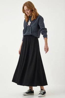 Elastischer Taillen-Maxi-Rock