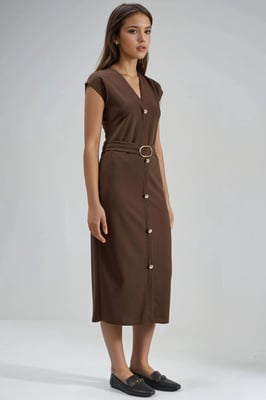 Gürteltini Kleid mit V-Ausschnitt