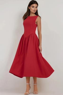 A-Form Midi Kleid mit Rundhalsausschnitt