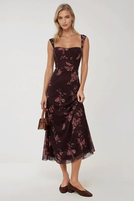 Muster Maxi-Kleid mit Herzkragen
