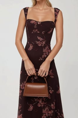 Muster Maxi-Kleid mit Herzkragen